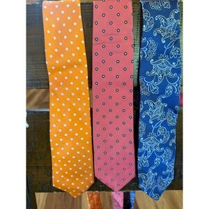 Royal Classic Mens Silk Tie Bundle 3 Pack Orange Polka Dot Blue Paisley‎ Coral